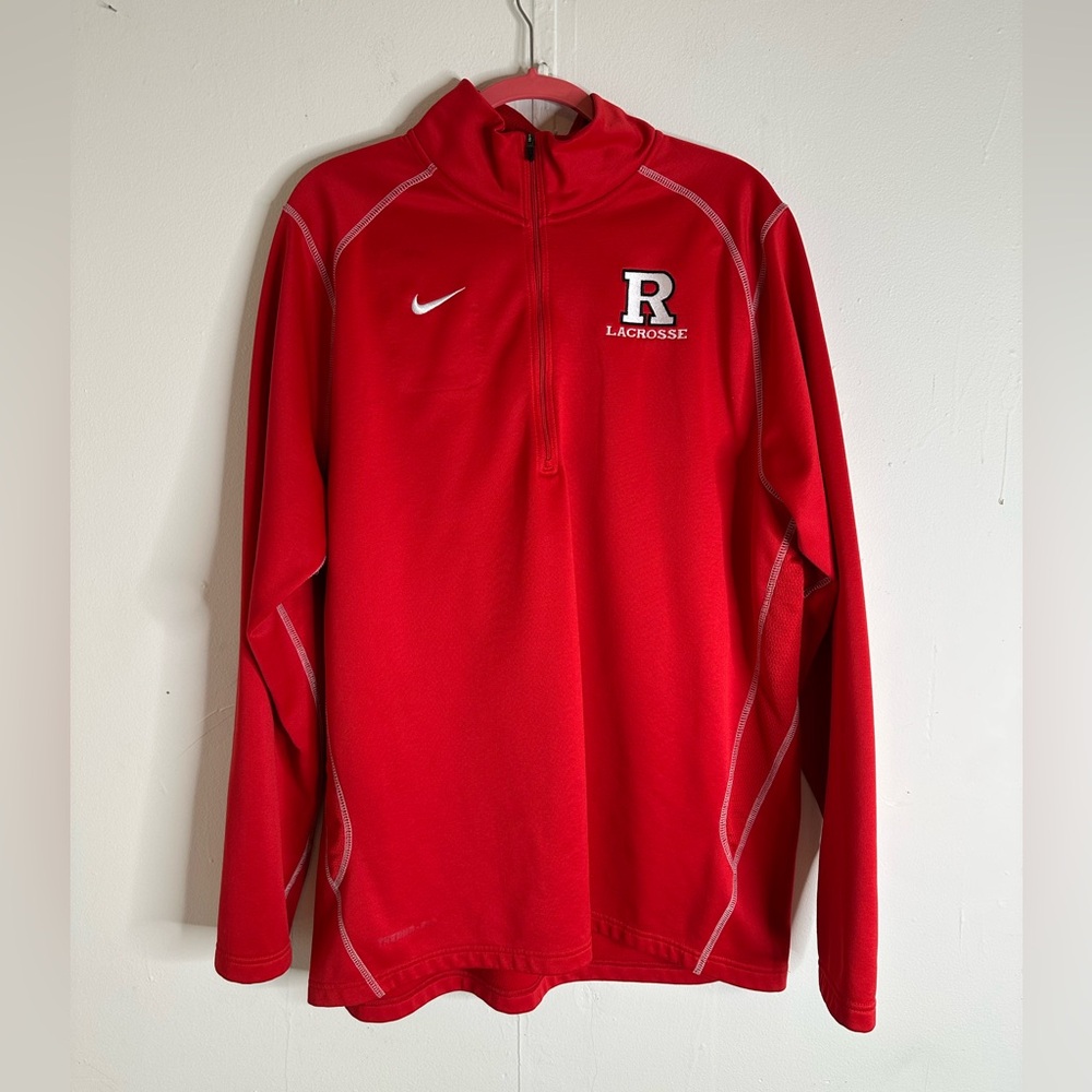 Nike Rutgers Scarlet Knights Lacrosse Quarter Zip Pullover Size Large